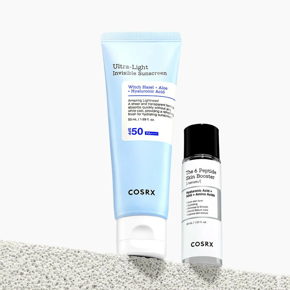 COSRX - Ultra-Light Invisible Sunscreen 50ml + Peptide Serum 30ml Set