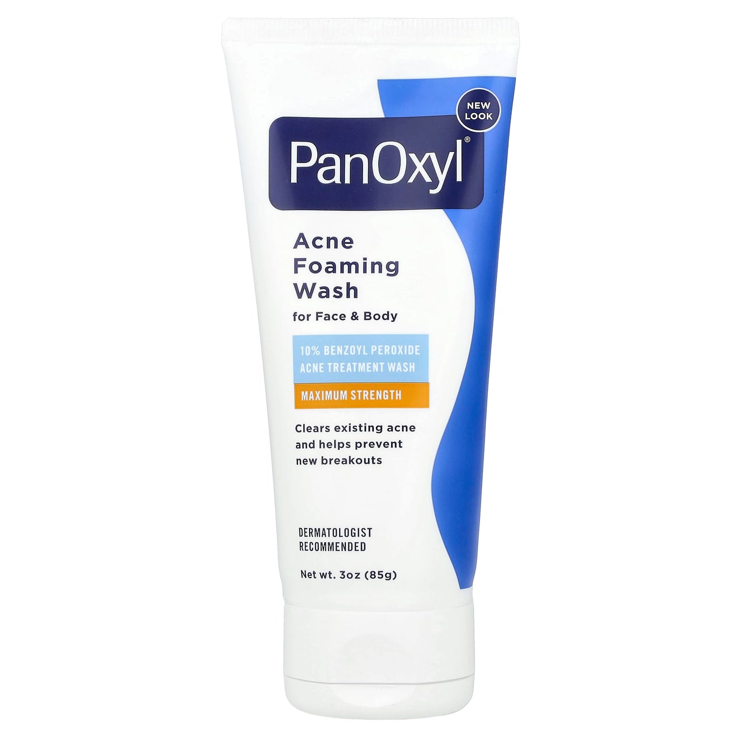 PanOxyl Acne Foaming Wash For Face & Body, 10% Benzoyl Peroxide, Maximum Strength, 3 oz (85 g)