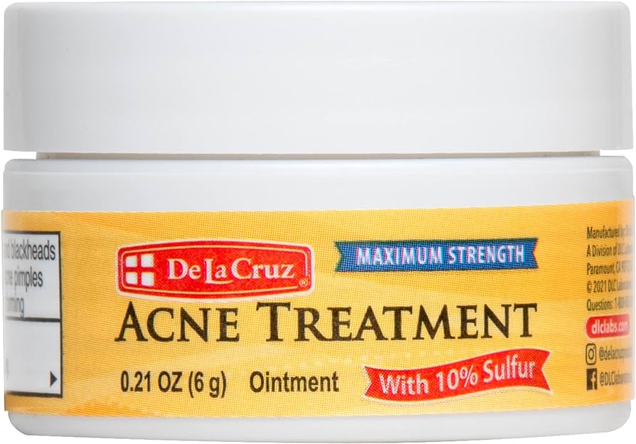 De La Cruz Acne Treatment with 10% Sulfur - Mini Size 0.21OZ (6g)
