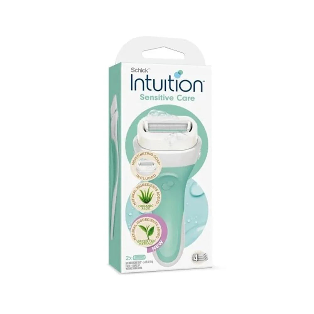 Schick Intuition Sensitive Care 1 Razor + 2 Travel Cap (4 Blades)
